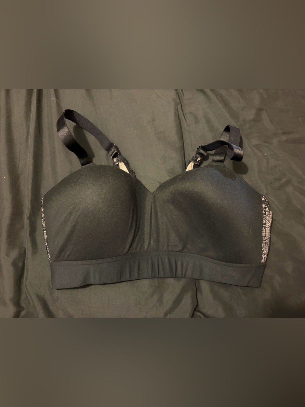 Paramour Black Wireless Lace-Trim Bra